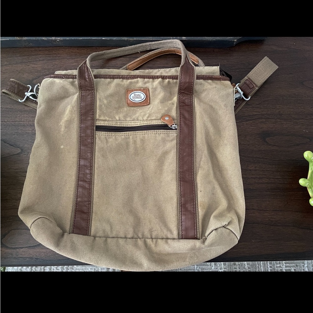 Texas Ranger Tan Canvas/Leather Tote Bag